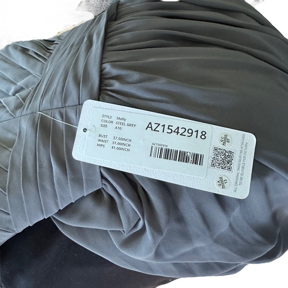 Azazie Womens Molly in‎ Steel Grey Bridesmaid/ Evening Dress Size:10 AZ1542918 - Picture 11 of 13